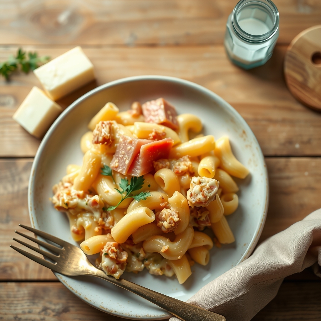 Baked Macaroni, Ham And Cheese