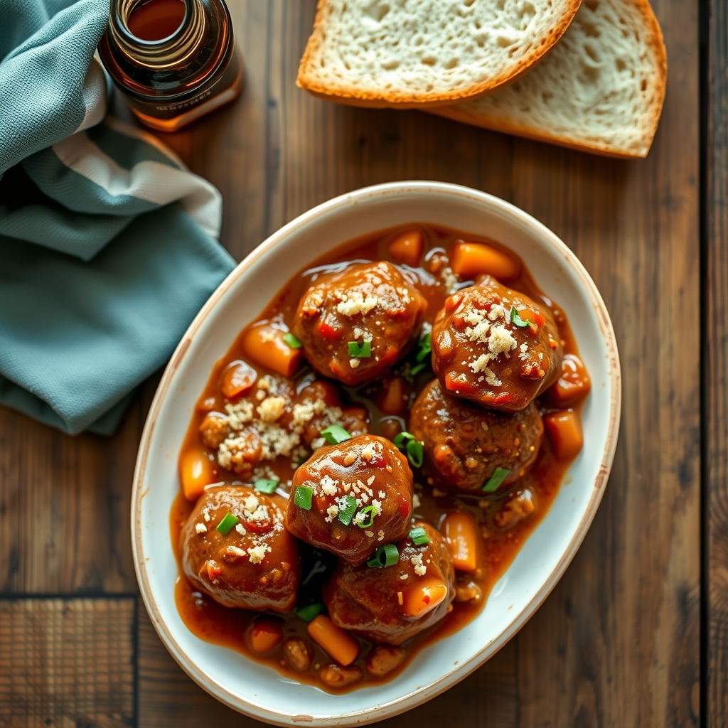 Barbecued Meatballs And Baked Beans