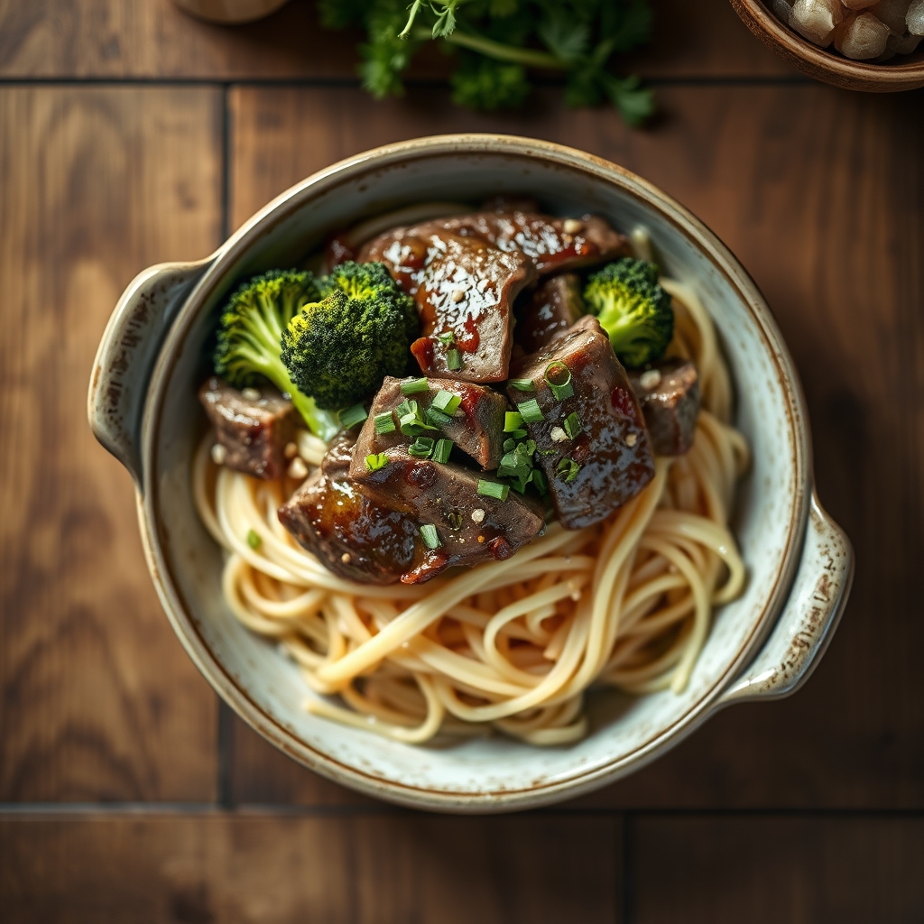 Beef And Broccoli Over Noodles