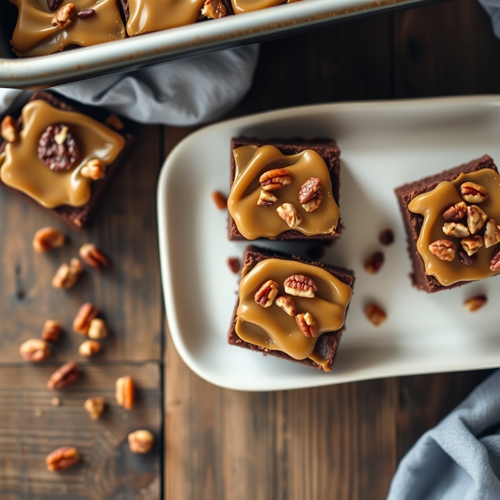 Caramel Fudge Cake Squares