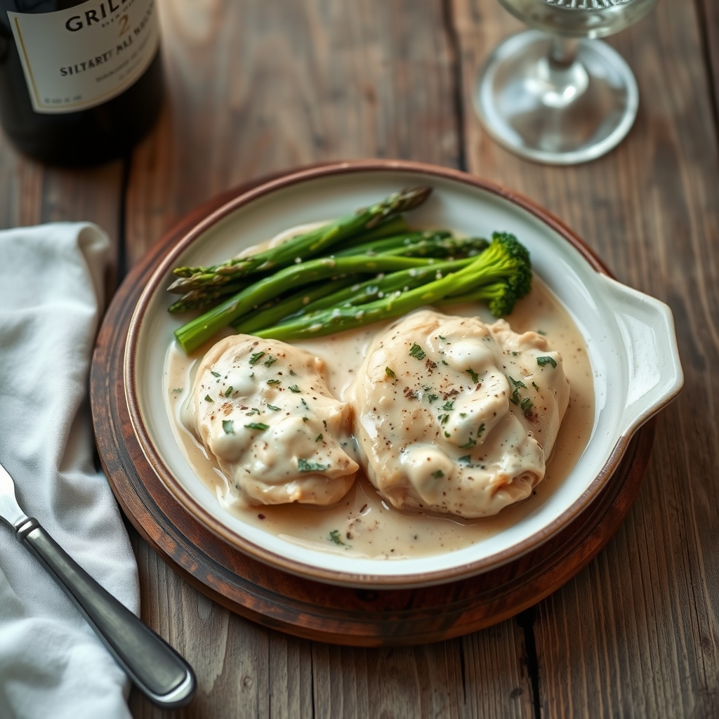 Chicken Divan(With Broccoli Or Asparagus, Cooked Al Dente)