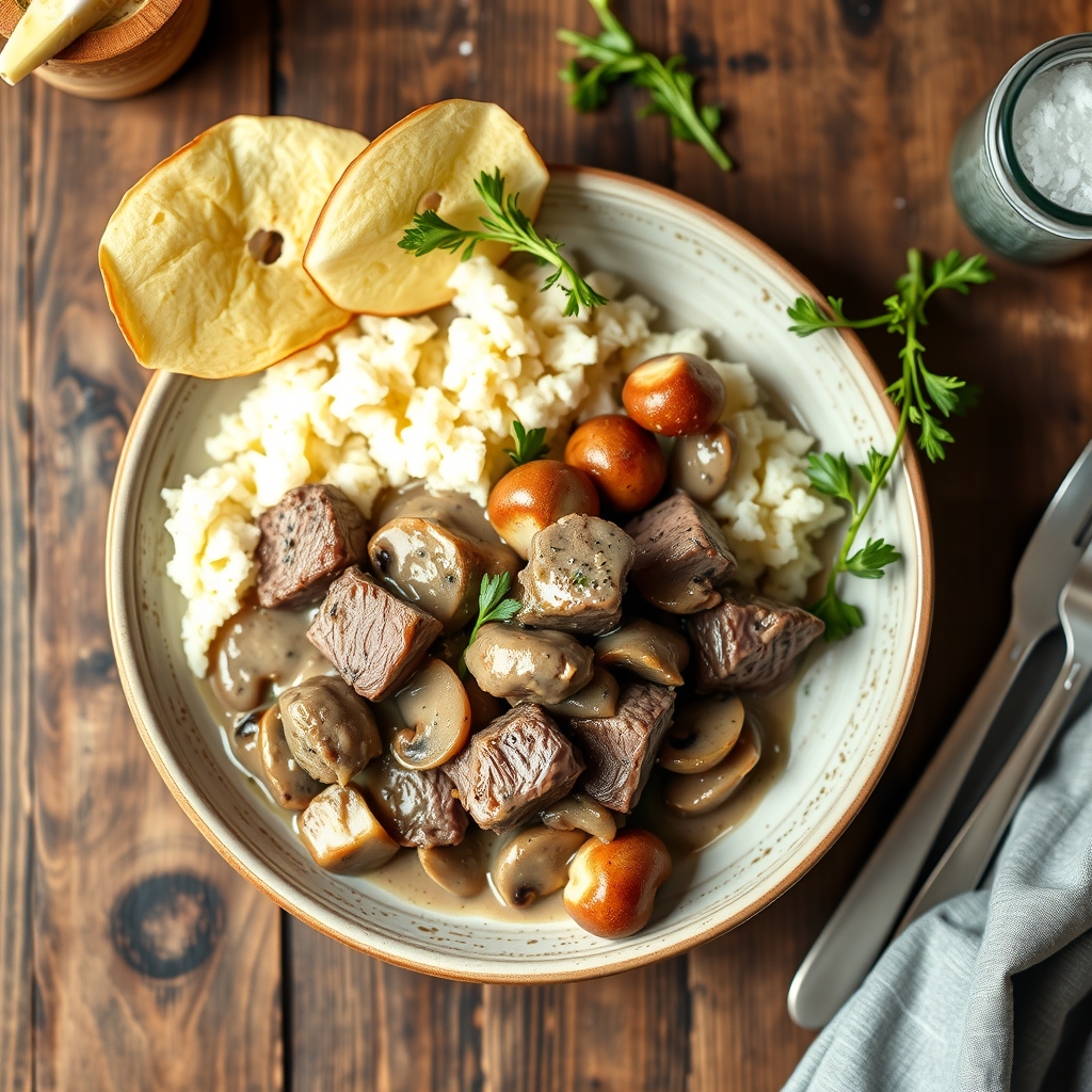 Chopped Sirloin And Mushroom Gravy