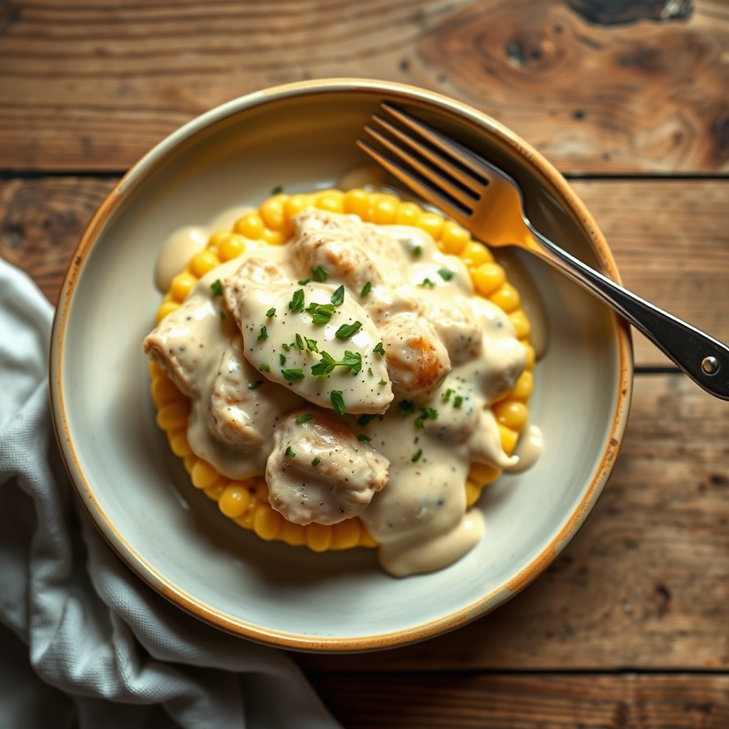 Creamed Chicken Over Corn Bread