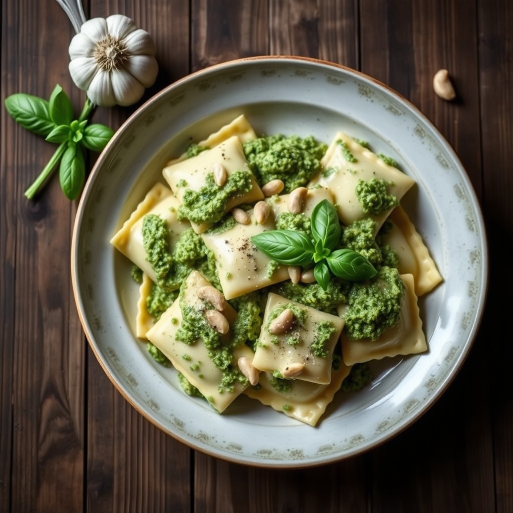 Creamy Pesto And Ravioli