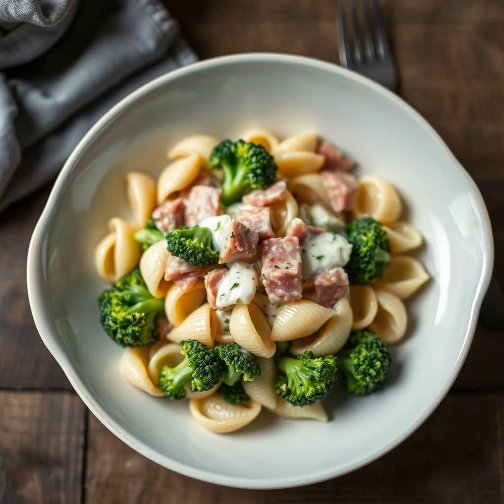Creamy Shells With Broccoli And Ham