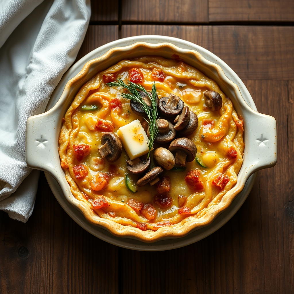 Crustless Vegetable Ham Pie