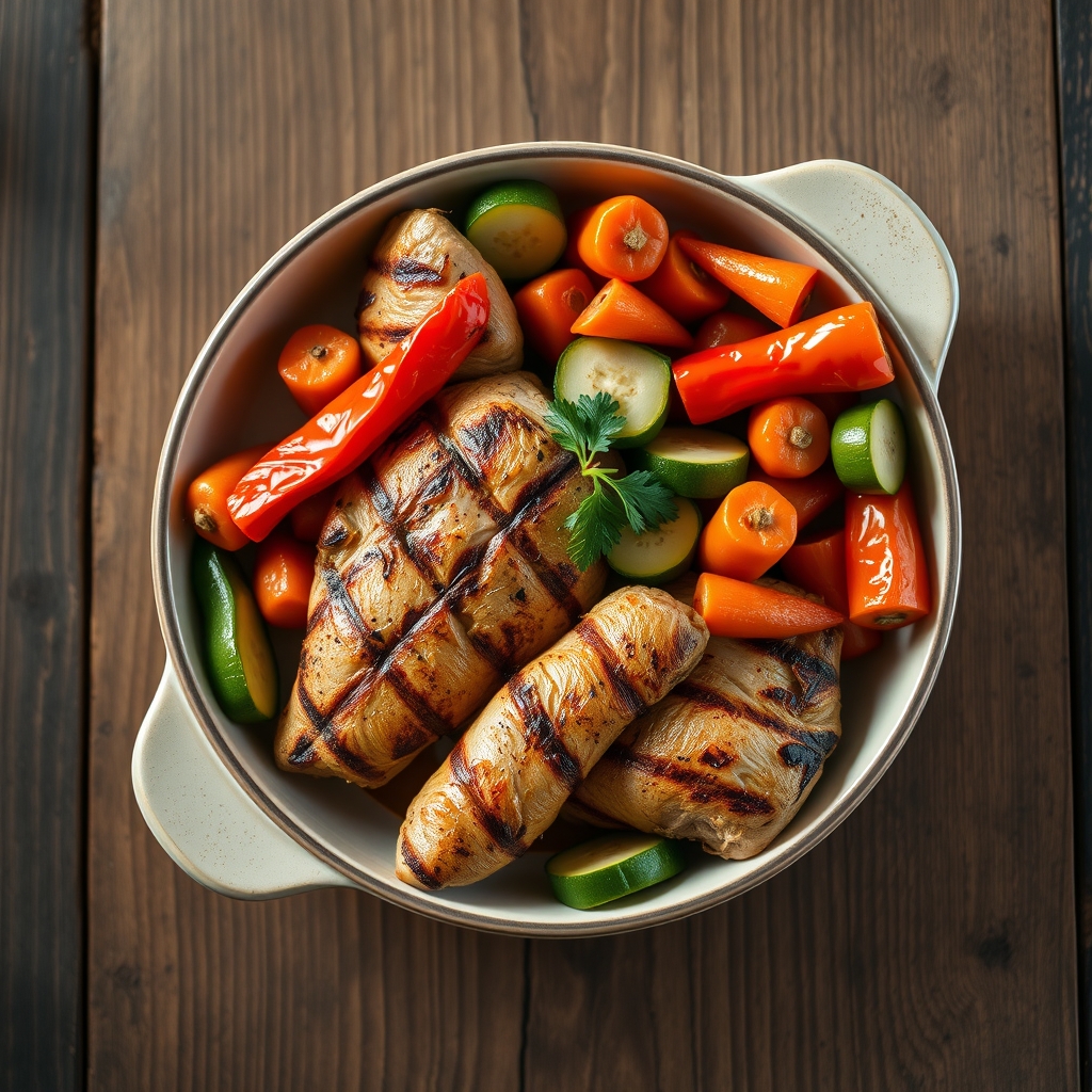 Grilled Chicken And Fresh Vegetables