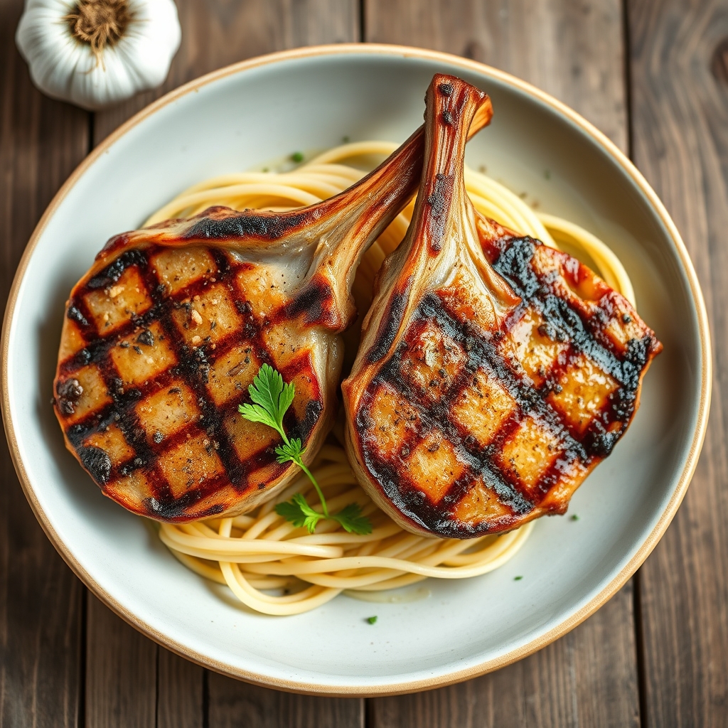 Grilled Coriander Pepper Pork Chops