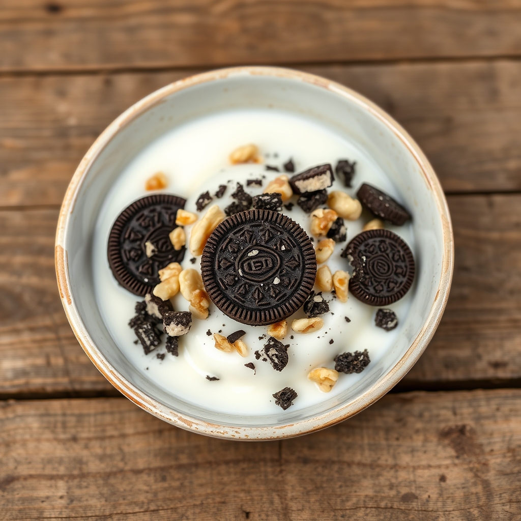 Oreo Cookie-Walnut Pudding
