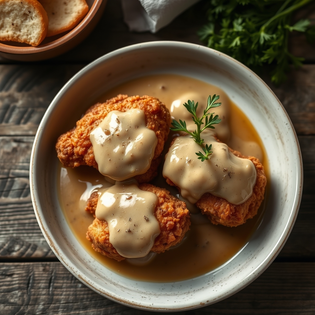 Oven Fried Chicken With Gravy