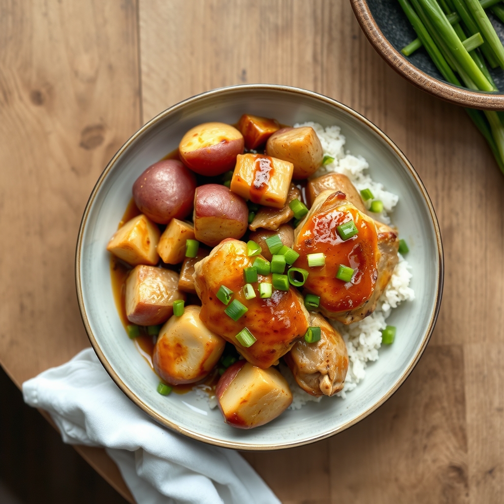 Pan Potatoes And Chicken Teriyaki