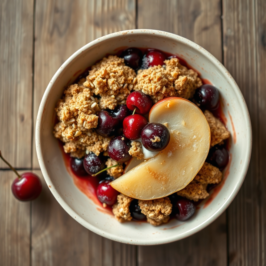 Pear And Sour Cherry Crisp
