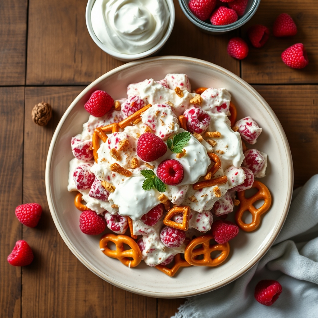 Raspberry Pretzel Salad