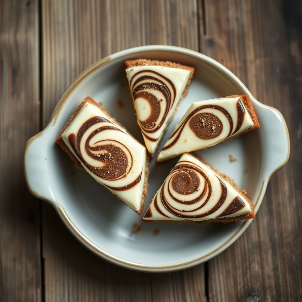 Swirl Of Chocolate Cheesecake Triangles